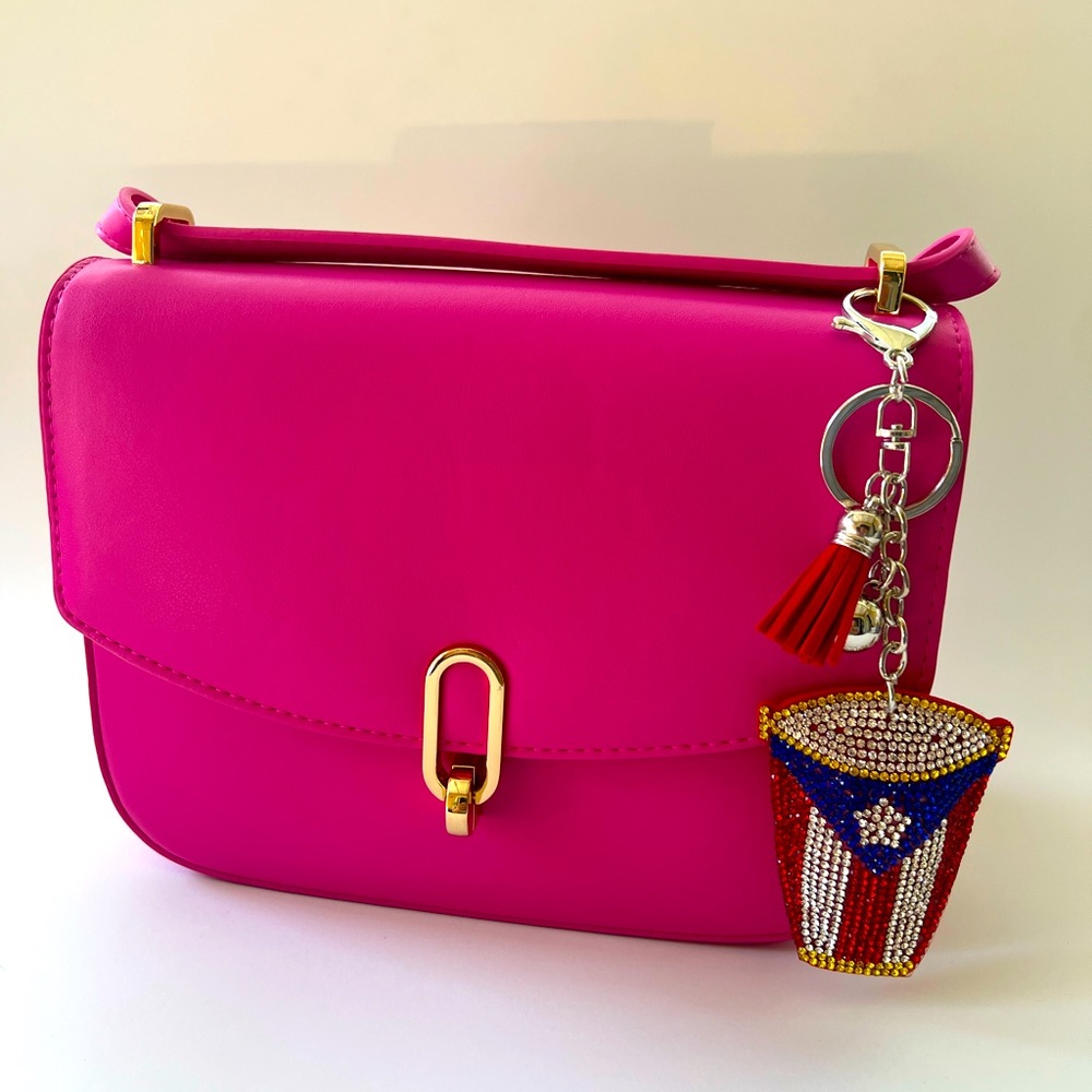 Puerto Rico flag purse keychain crystals rhinestones